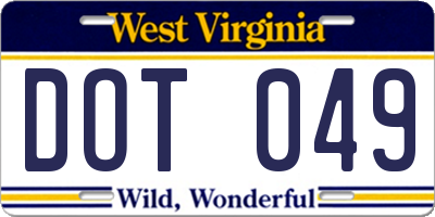 WV license plate DOT049