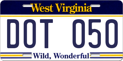WV license plate DOT050