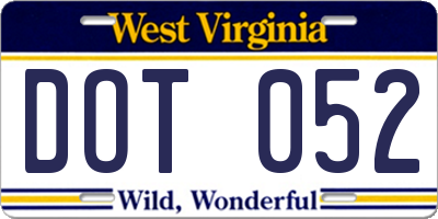 WV license plate DOT052
