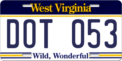 WV license plate DOT053