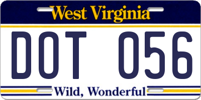 WV license plate DOT056