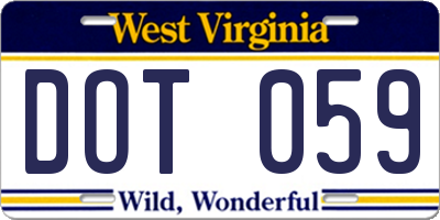 WV license plate DOT059