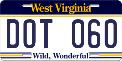 WV license plate DOT060