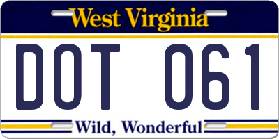 WV license plate DOT061