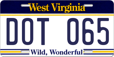 WV license plate DOT065