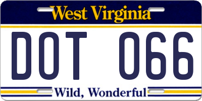 WV license plate DOT066