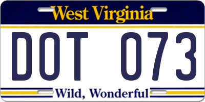 WV license plate DOT073