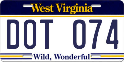 WV license plate DOT074