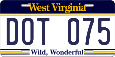 WV license plate DOT075