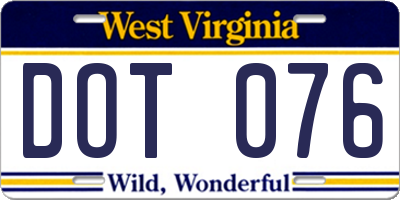WV license plate DOT076