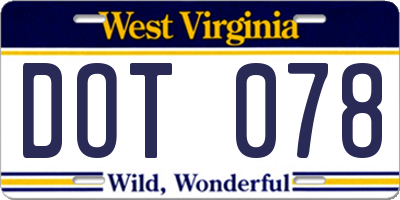WV license plate DOT078