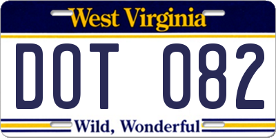 WV license plate DOT082