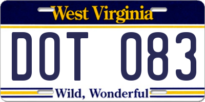 WV license plate DOT083
