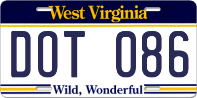 WV license plate DOT086