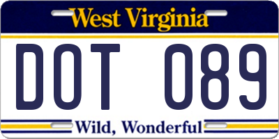 WV license plate DOT089