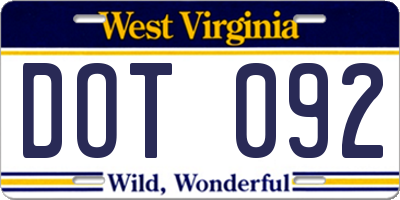 WV license plate DOT092
