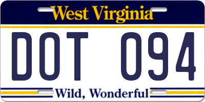 WV license plate DOT094