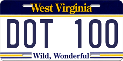 WV license plate DOT100