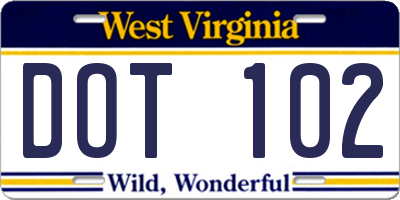 WV license plate DOT102