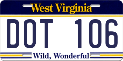 WV license plate DOT106
