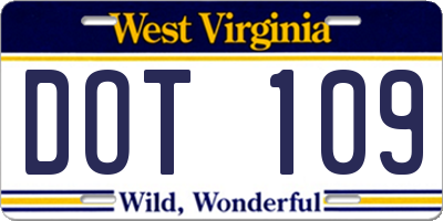 WV license plate DOT109