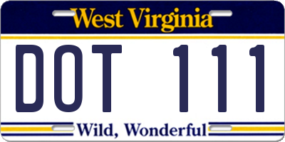 WV license plate DOT111