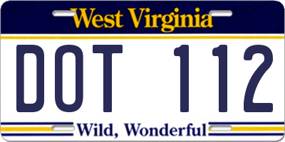 WV license plate DOT112