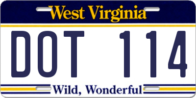 WV license plate DOT114