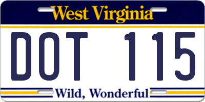 WV license plate DOT115