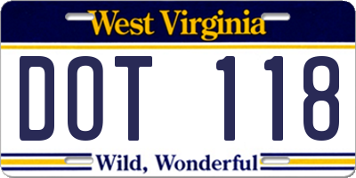 WV license plate DOT118