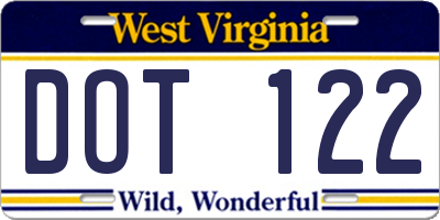 WV license plate DOT122