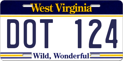 WV license plate DOT124