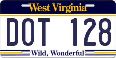 WV license plate DOT128