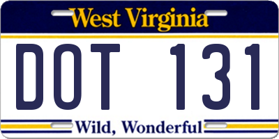 WV license plate DOT131