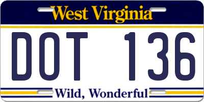 WV license plate DOT136