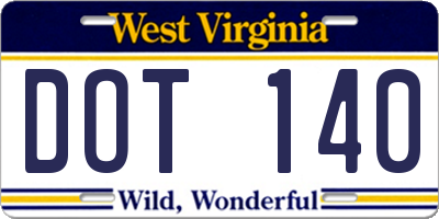 WV license plate DOT140
