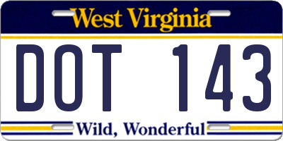 WV license plate DOT143