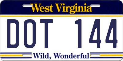 WV license plate DOT144