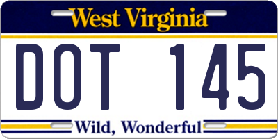 WV license plate DOT145