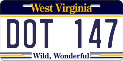 WV license plate DOT147