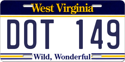 WV license plate DOT149
