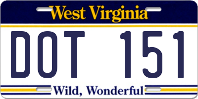 WV license plate DOT151