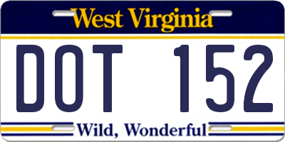 WV license plate DOT152