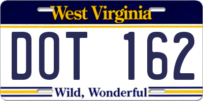 WV license plate DOT162