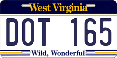 WV license plate DOT165