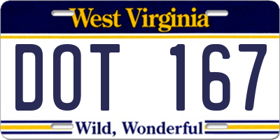 WV license plate DOT167