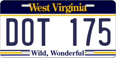 WV license plate DOT175