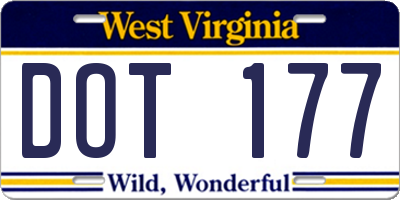 WV license plate DOT177