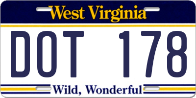 WV license plate DOT178