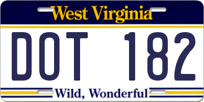WV license plate DOT182